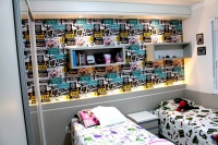 Dormitório Infantil com iluminação de LED e nichos.